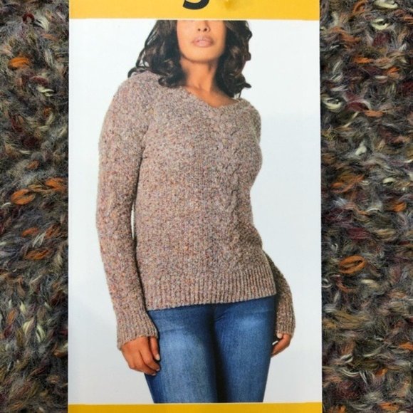 ADRIENNE VITTADINI Marl Knit V-Neck Sweater - Small -  NWT - Picture 1 of 5